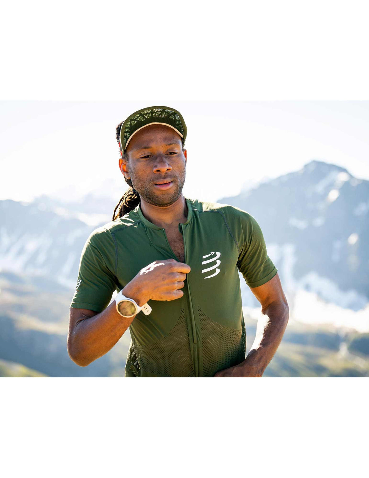 Trail Half-Zip Fitted Top - Dark Green