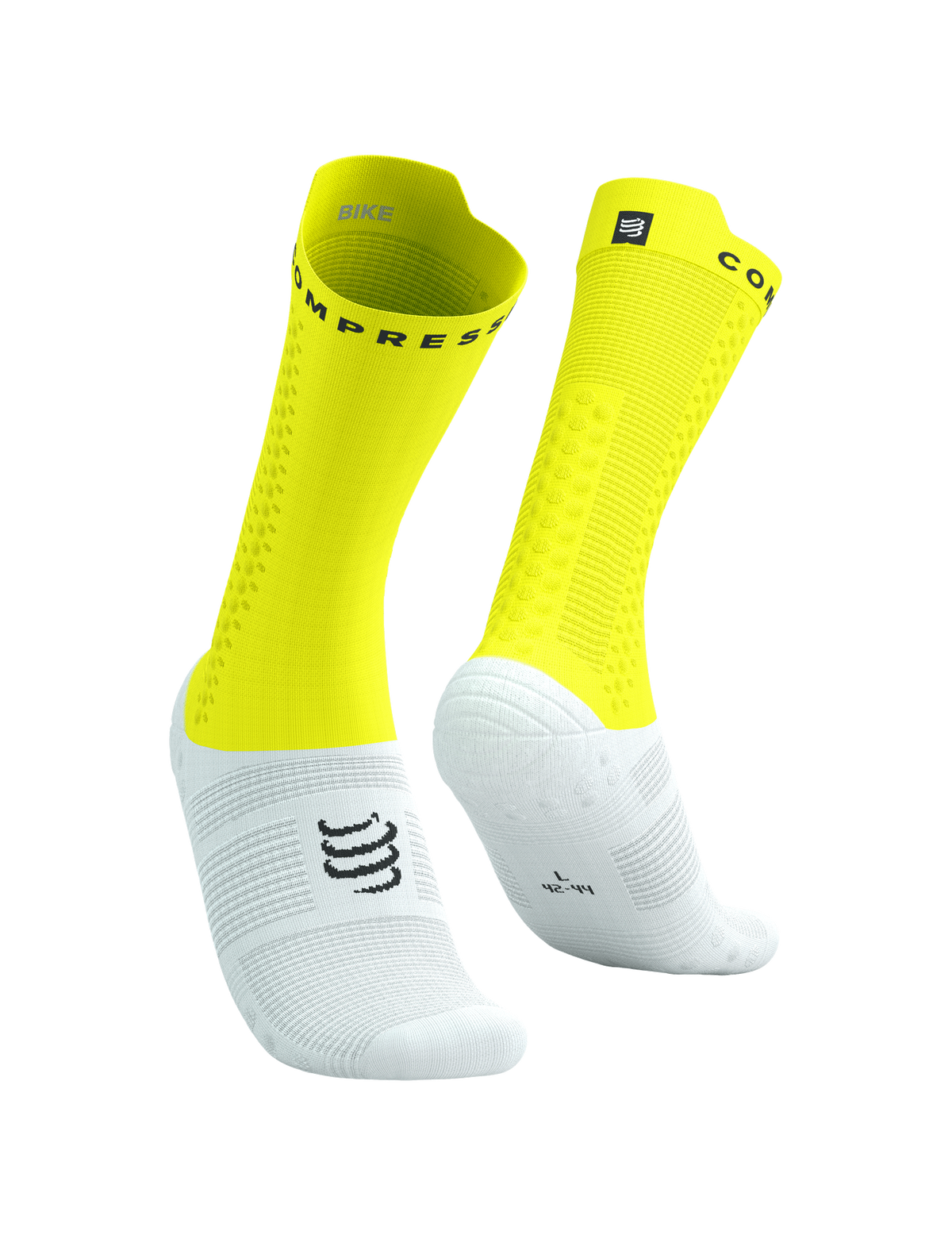 Pro Racing Socks v4.0 Bike – White/Safe Yellow | Compressport