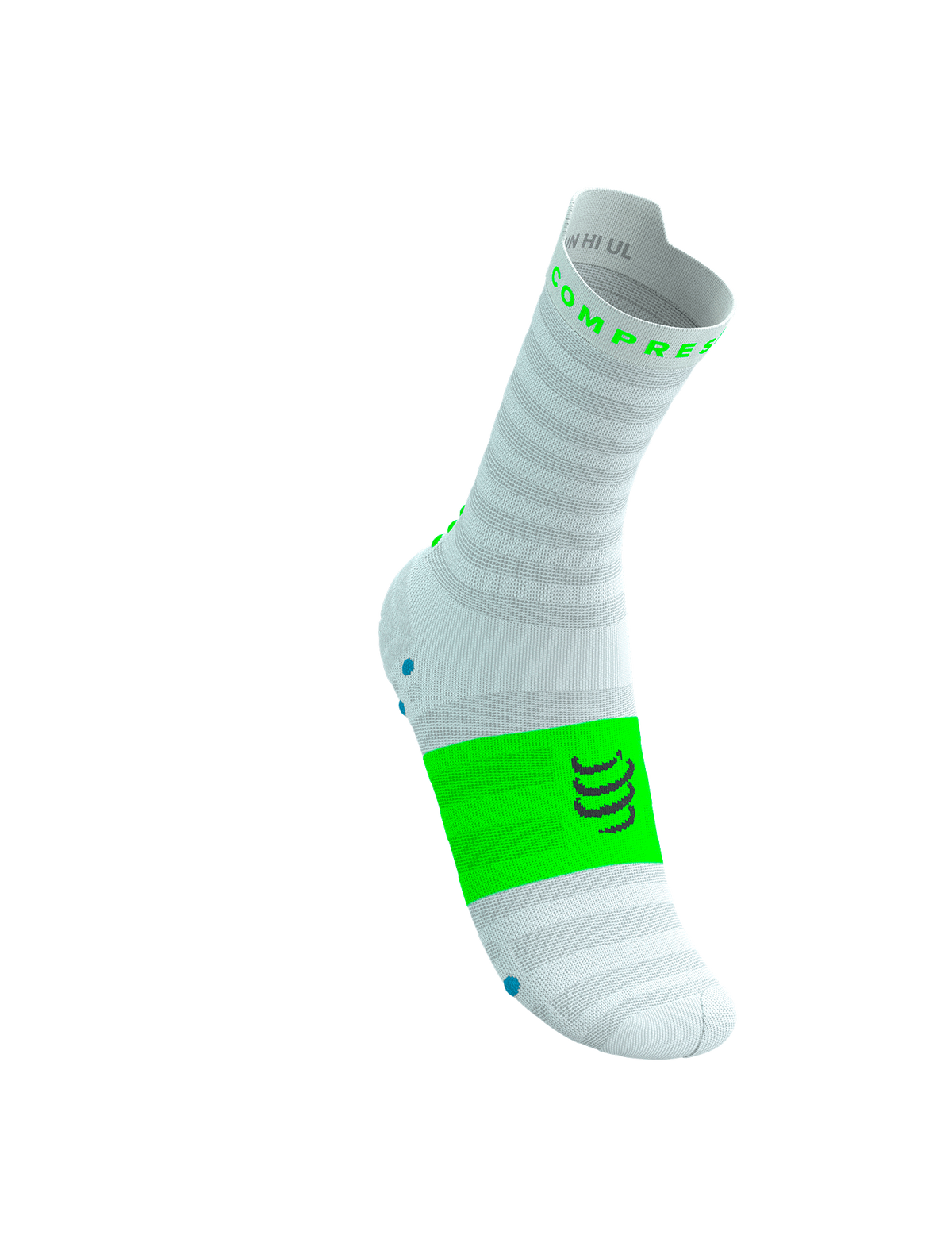 Pro Racing Socks V4.0 Ultralight Run High White/Norse Blue/Neon Green