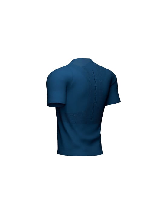 Top-blu-aderente-SS-da-trail-con-mezza-zip