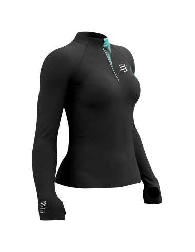 Winter Trail Postural LS Top W - Black/Turquoise Blue