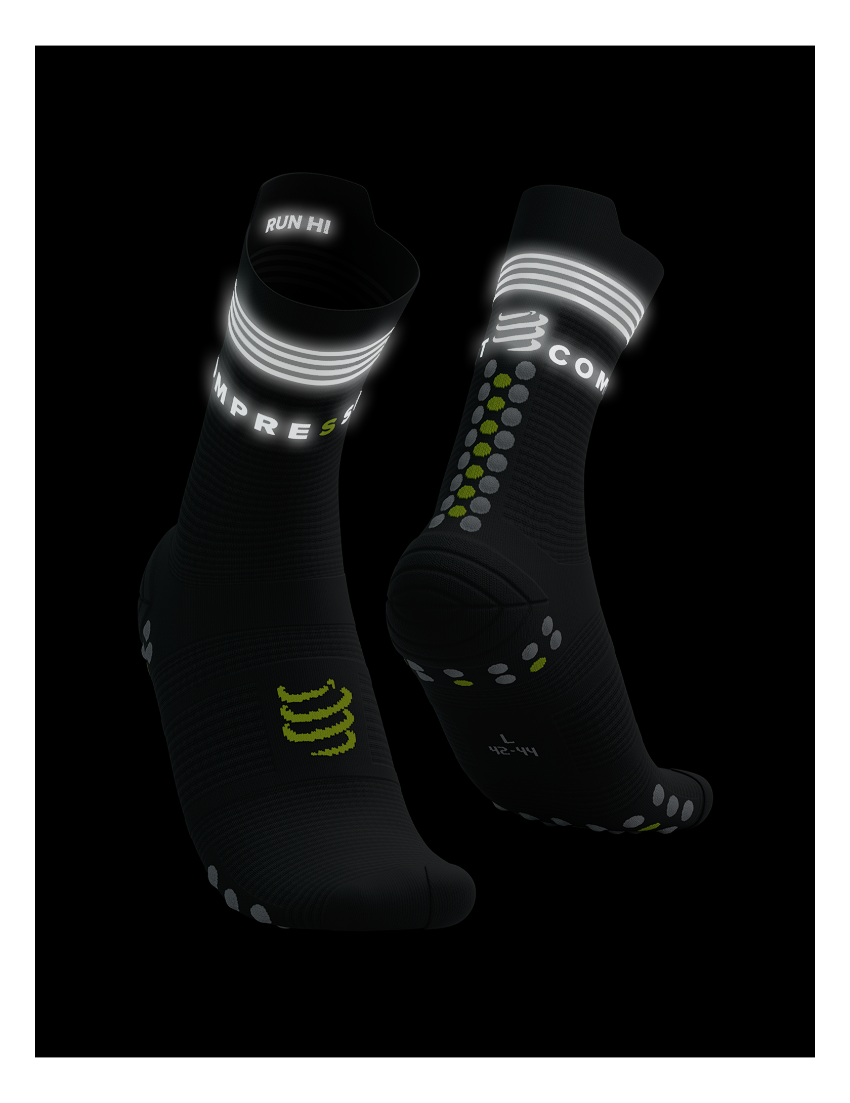 Pro Racing Socks V4.0 Run High Flash - Black/Fluo Yellow