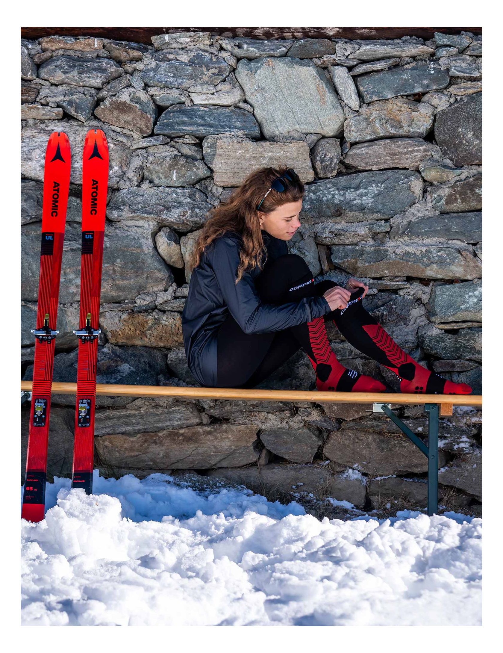 Ski Mountaineering Full Socks - Black/Red