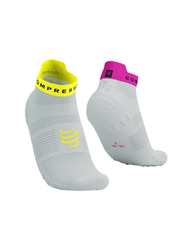 Pro Racing Socks v4.0 Run Low - White/Safe Yellow/Neo Pink