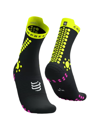 Pro Racing Socks v4.0 Trail - Black/Safe Yellow/Neo Pink