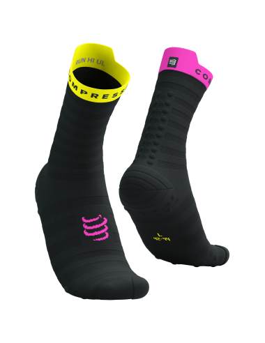 Pro Racing Socks v4.0 Ultralight Run High - Black/Safe Yellow/Neo Pink