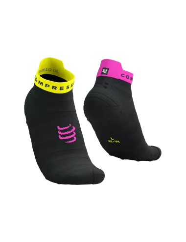 Pro Racing Socks v4.0 Ultralight Run Low - Black/Safe Yellow/Neo Pink