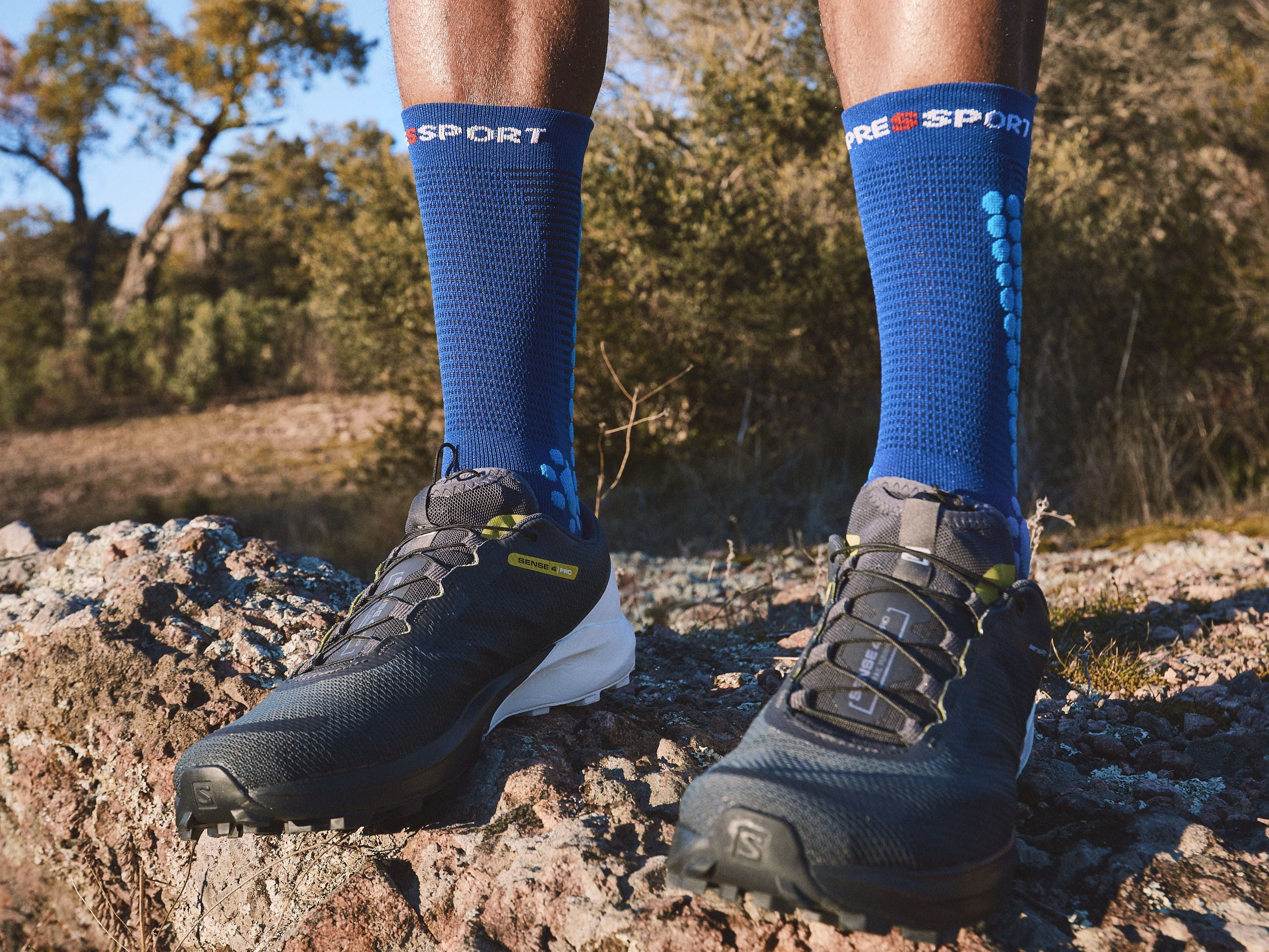 Pro Racing Socks v4.0 Trail - Sodalite/Fluo Blue