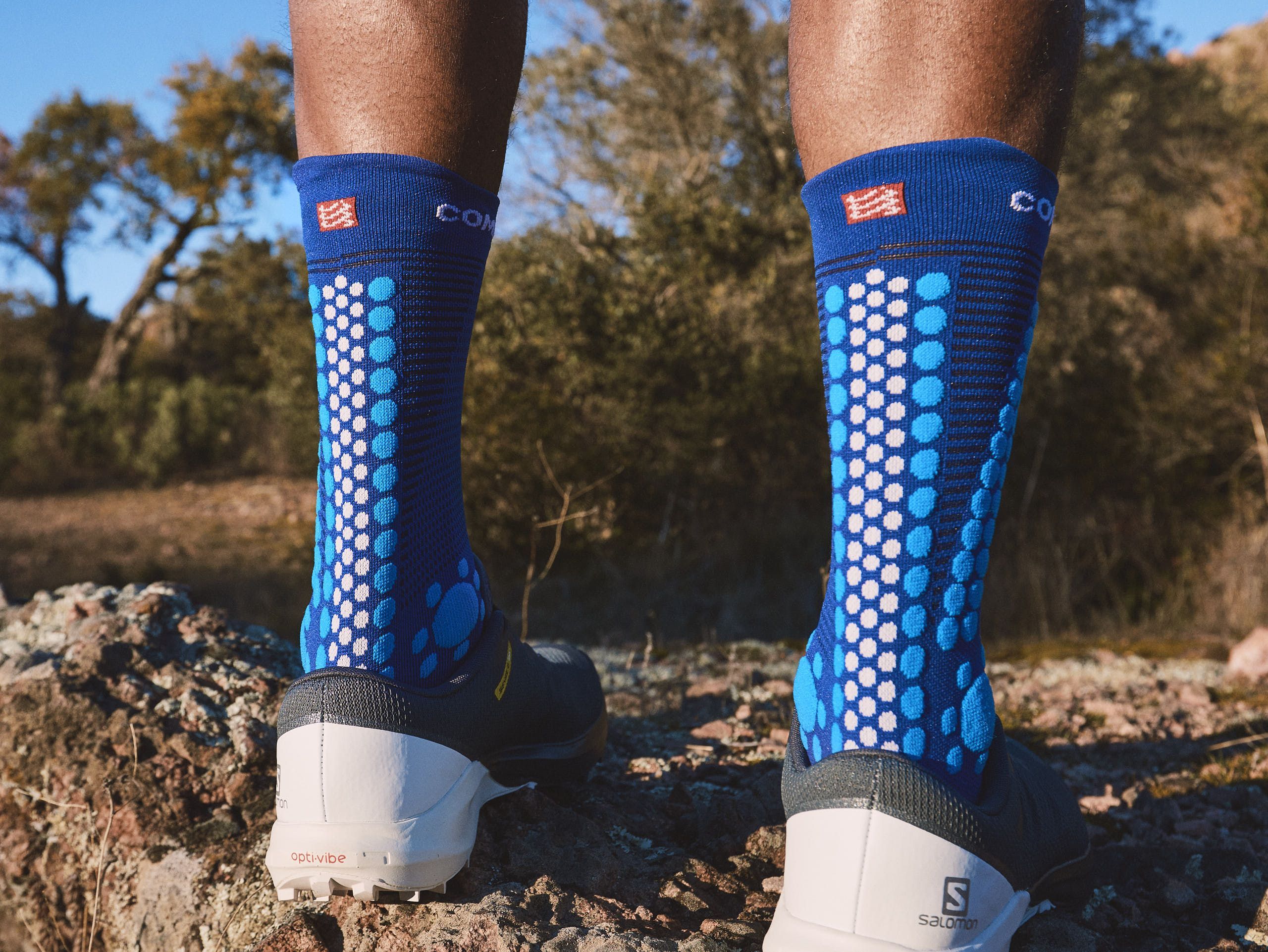 Pro Racing Socks v4.0 Trail - Sodalite/Fluo Blue