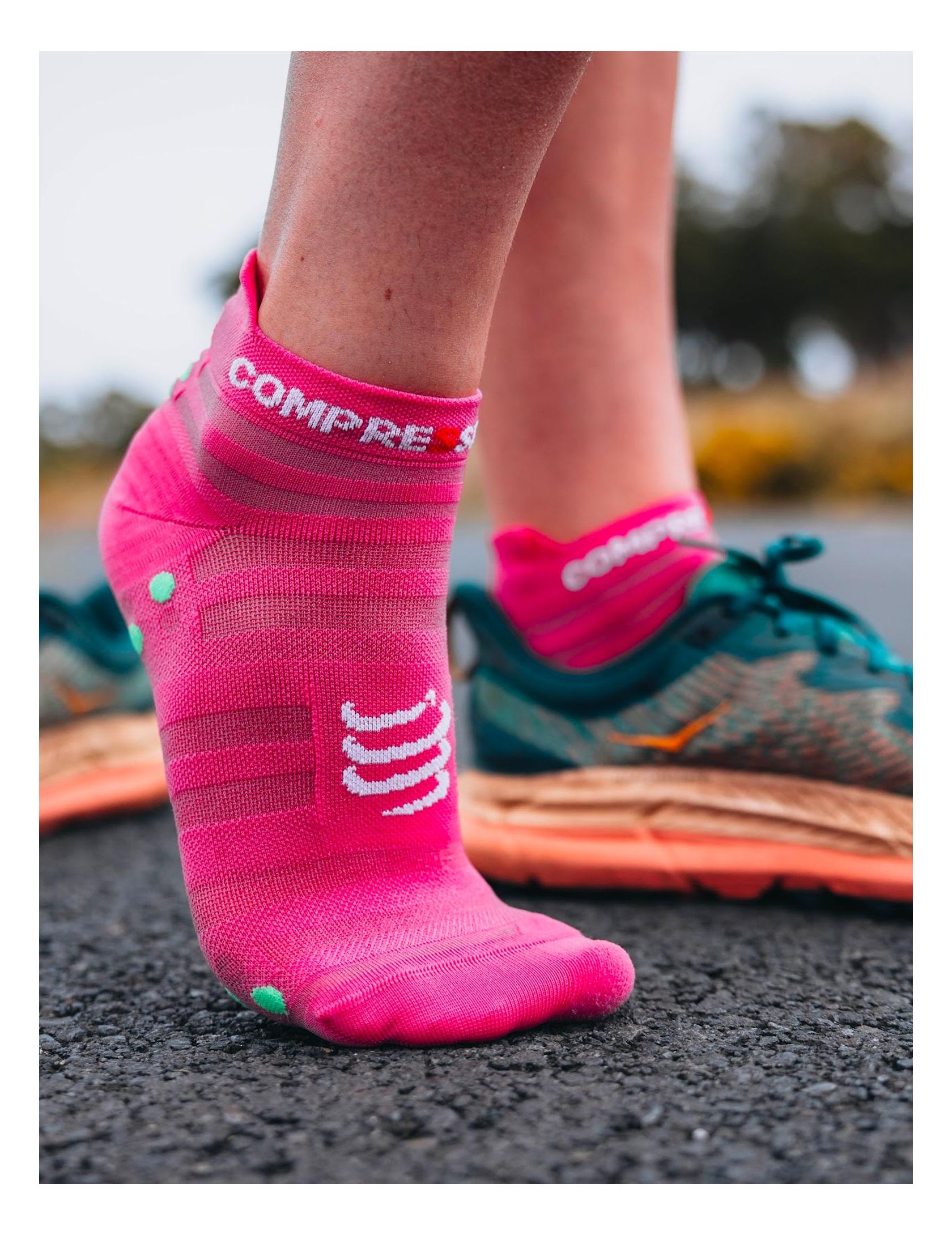 Pro Racing Socks v4.0 Ultralight Run Low HOT PINK/SUMMER GREEN