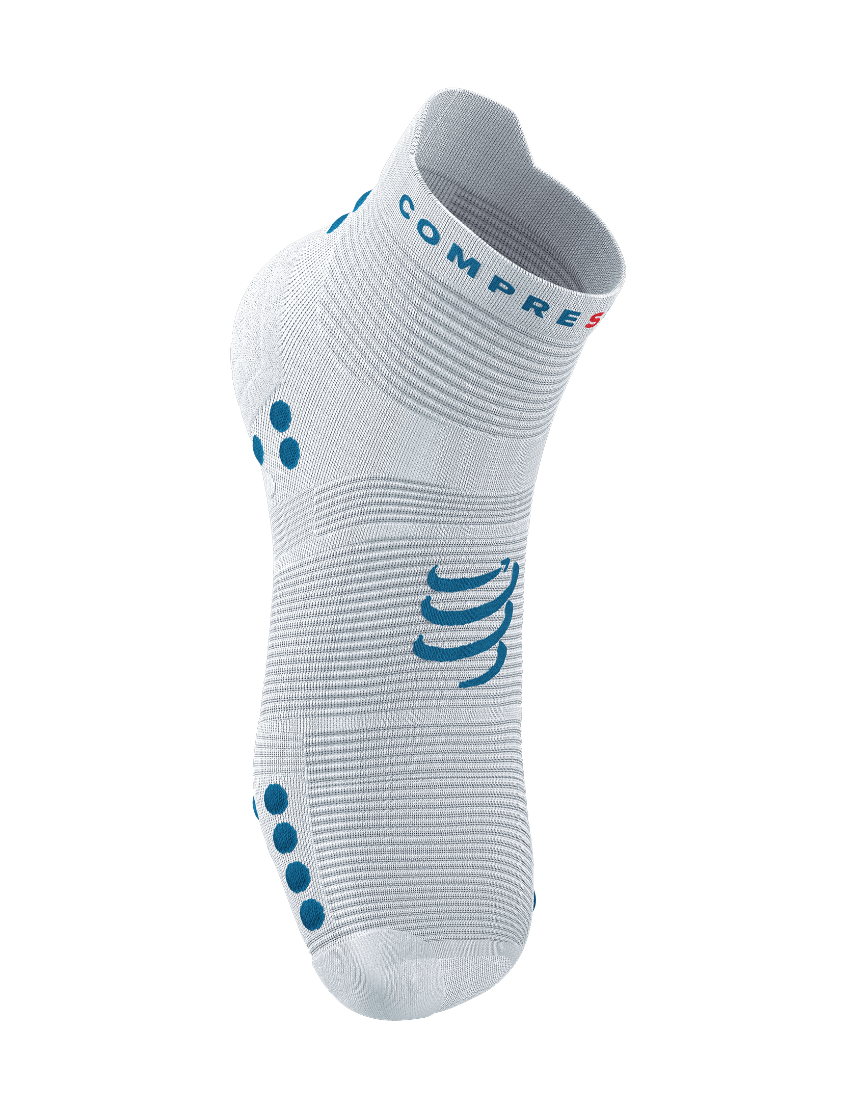 Pro Racing Socks v4.0 Run Low - White/Fjord Blue