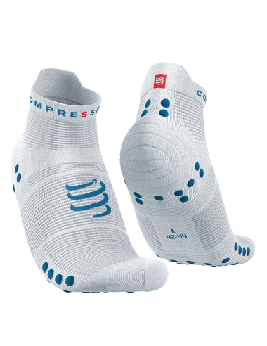 Pro Racing Socks v4.0 Run Low - White/Fjord Blue