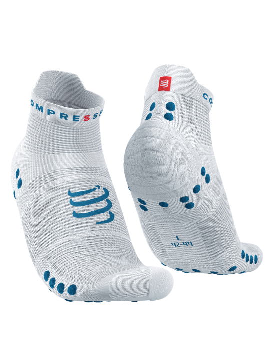 Pro Racing Socks v4.0 Run Low - White/Fjord Blue