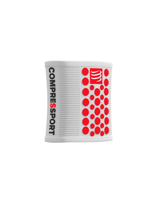 Muñequeras 3D.Dots blanco/rojo
