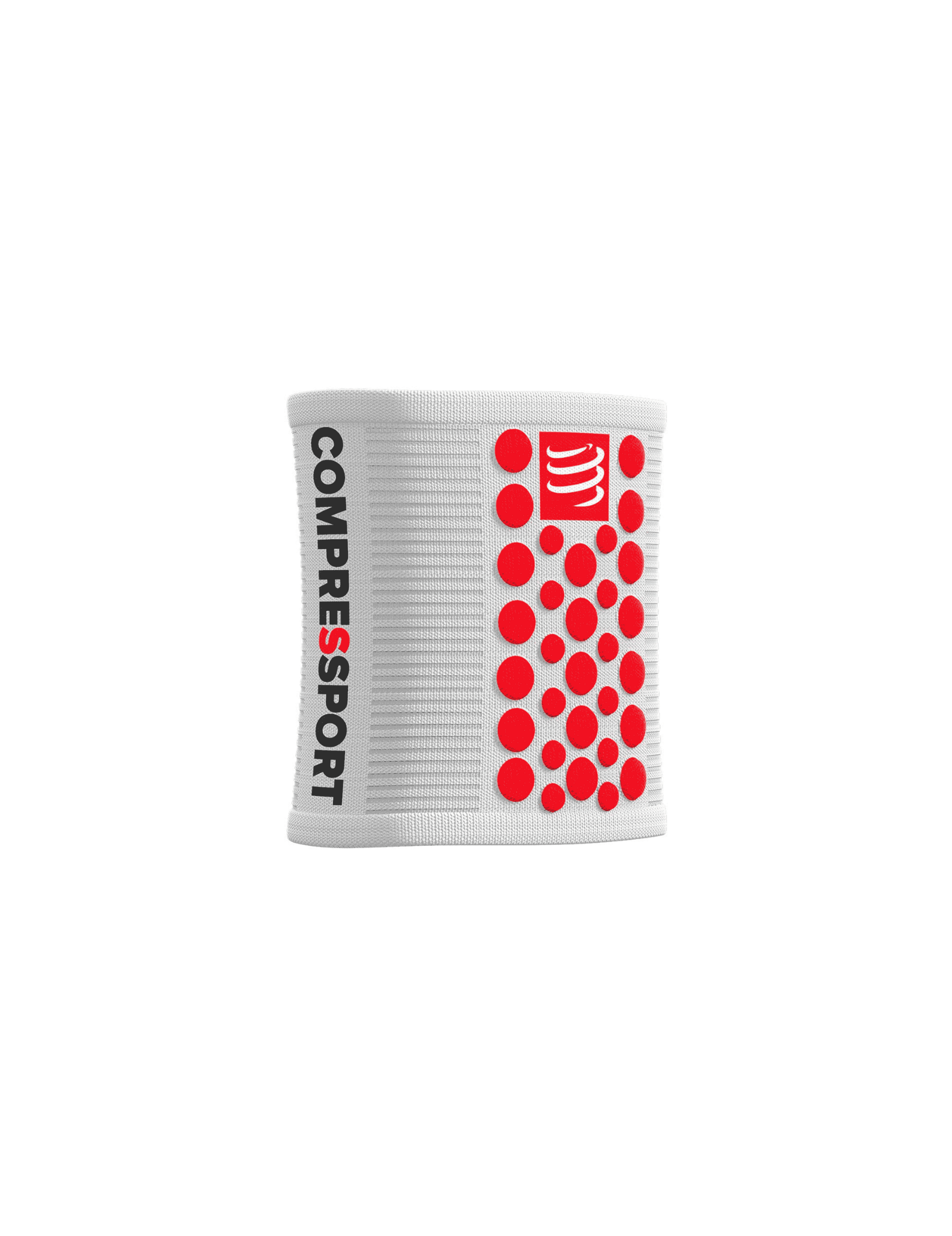 Muñequeras 3D.Dots blanco/rojo