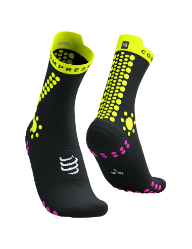 Pro Racing Socks v4.0 Trail - Black/Safe Yellow/Neo Pink