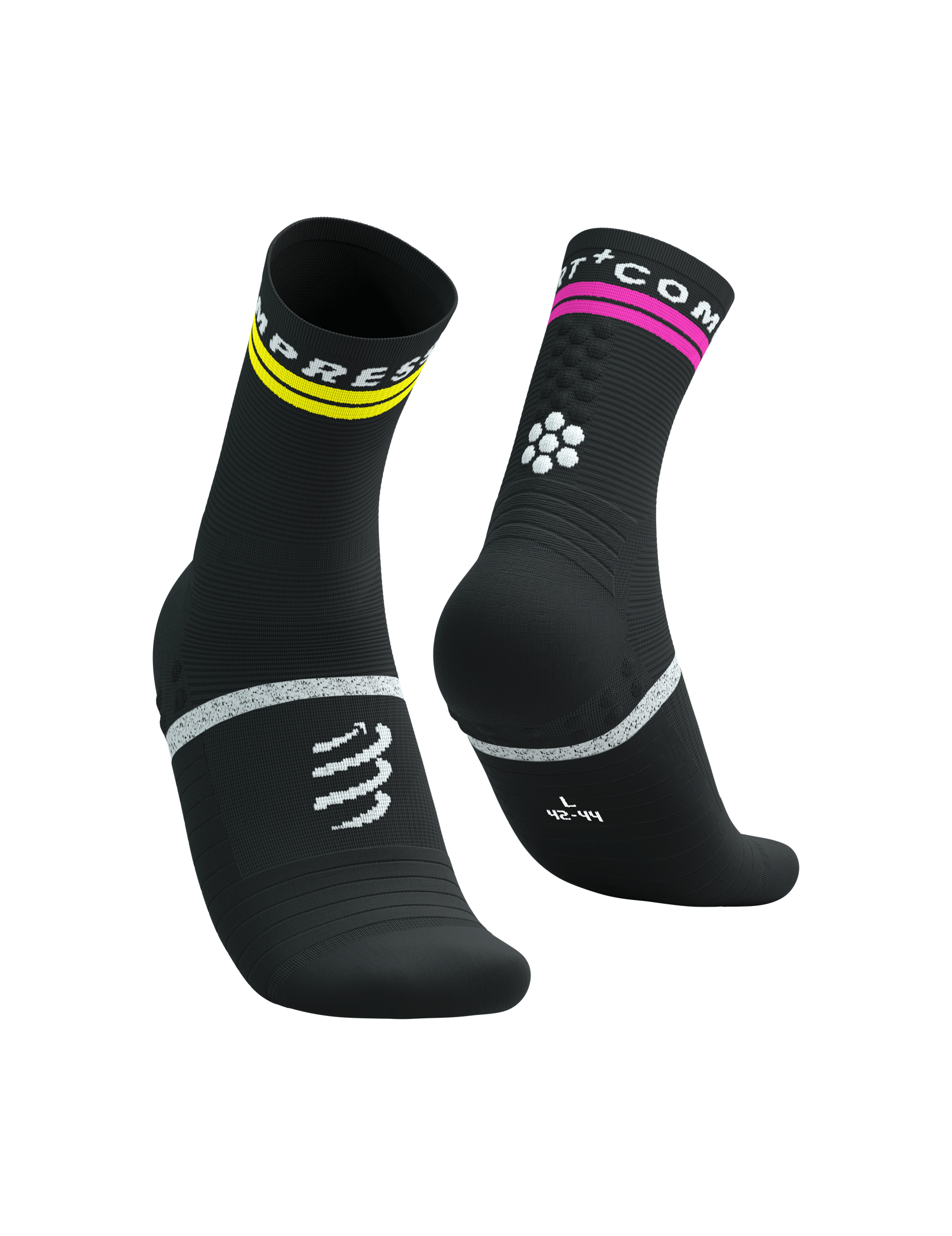 Pro Marathon Socks V2.0 - Black Yellow Pink | Sport socks | Compressport